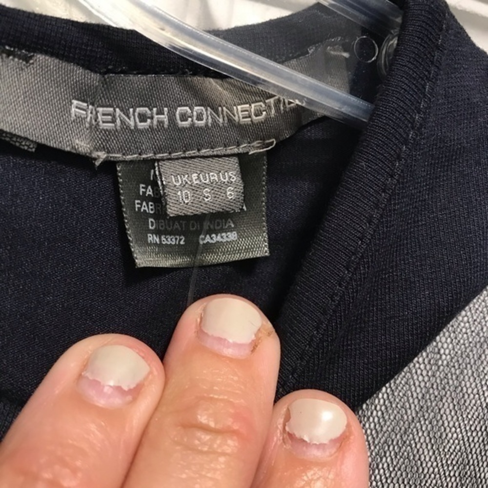 French Connection sheer cut out bodycon dress NAVY - Picture 4 of 5